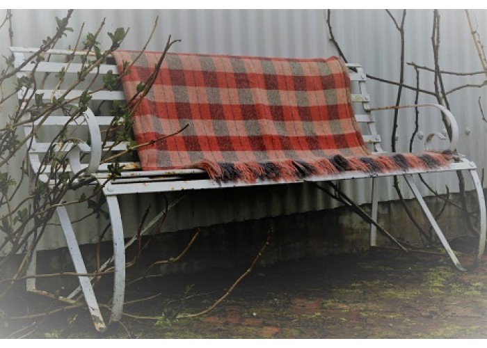 Warm Brick Red & Liquorice Plaid Welsh Carthen FBNL05
